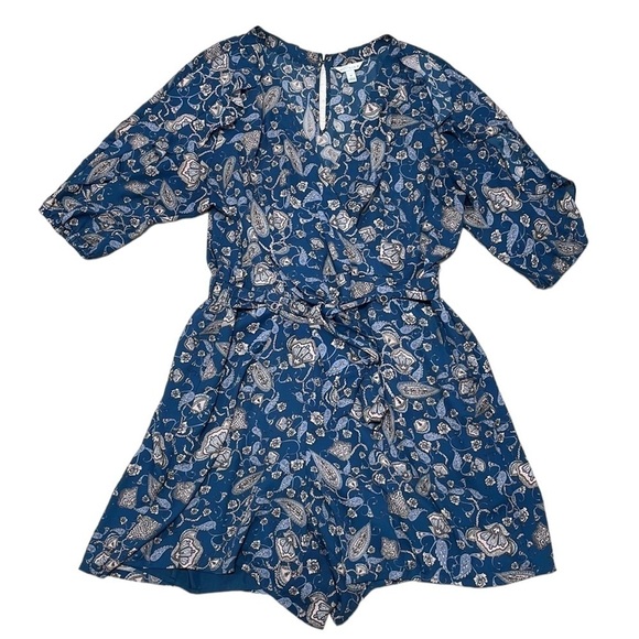 Boutique Romper Ruffled Sleeves Paisley Blue Size 1X - Picture 3 of 16